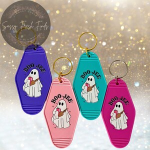 Boujee ghost motel keychains, let’s go ghouls, Halloween, trending, hotel keychains, pink, spooky season, viral ghost, trendy