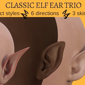 Classic Elf Ear Trio - High Quality Stock Elf Ear Png Images From Six Directions For Use As Overlay In Photomanipulation
