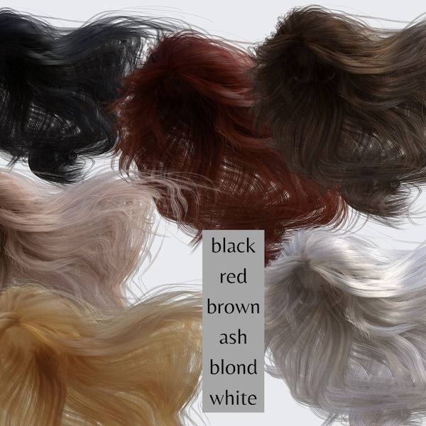 Long Windblown Hair Stock Pack 1 - wig easy to use in photomanipulation, four face directions, six hair colors, and a tutorial/tip sheet