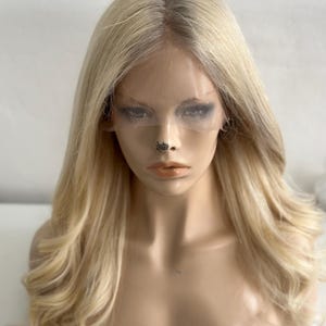 Full lace wig   20” Ash Blonde Rooted  Fully hand tied  wig 100% human hair