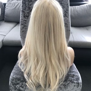Fully hand knotted   20” Ash Blonde   Full Lace wig 100% human hair