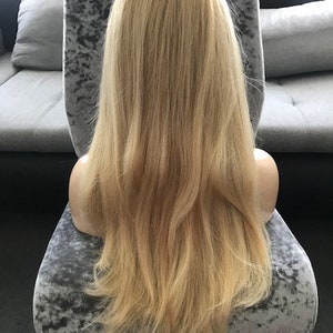 Full lace wig   22” Custom order strawberry Blonde Fully hand  tied wig 100% human hair