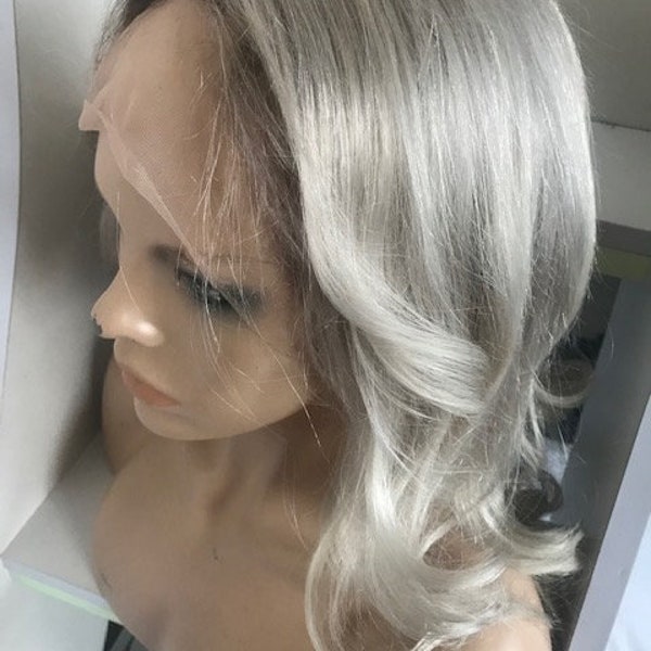 Custom Order  14” Ash Blonde Rooted  Full Lace wig 100% human hair