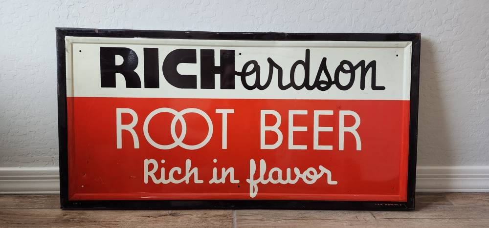 Vintage 1940's Richardson Root Beer Self-framed Tin Soda Sign - Etsy