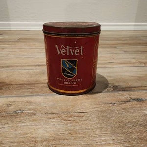Vintage Velvet Pipe Cigarette Tobacco Tin 1930&#39;s