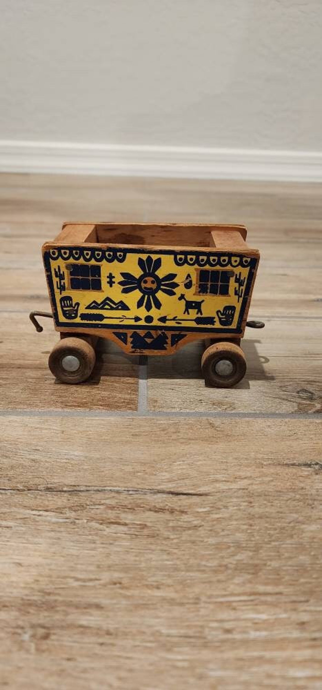 Vintage Handmade Wooden Circus Train Cart Child Pull Toy - Etsy