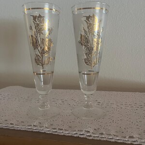 Libbey Frosted Rose Pilsner Glasses (set of 2)