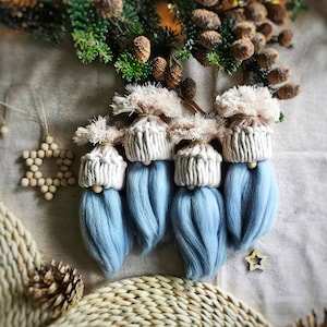 Christmas Gnomes - macrame ornaments, gift box