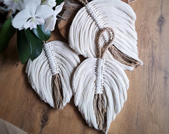 Leaf macrame wall hanging -fluffy leaves macrame - boho wall hanging for cosy room vibe