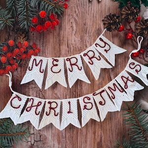 Merry Christmas Banner - macrame festive garland with customize colours, Christmas Bunting IN YOUR LANGUAGE