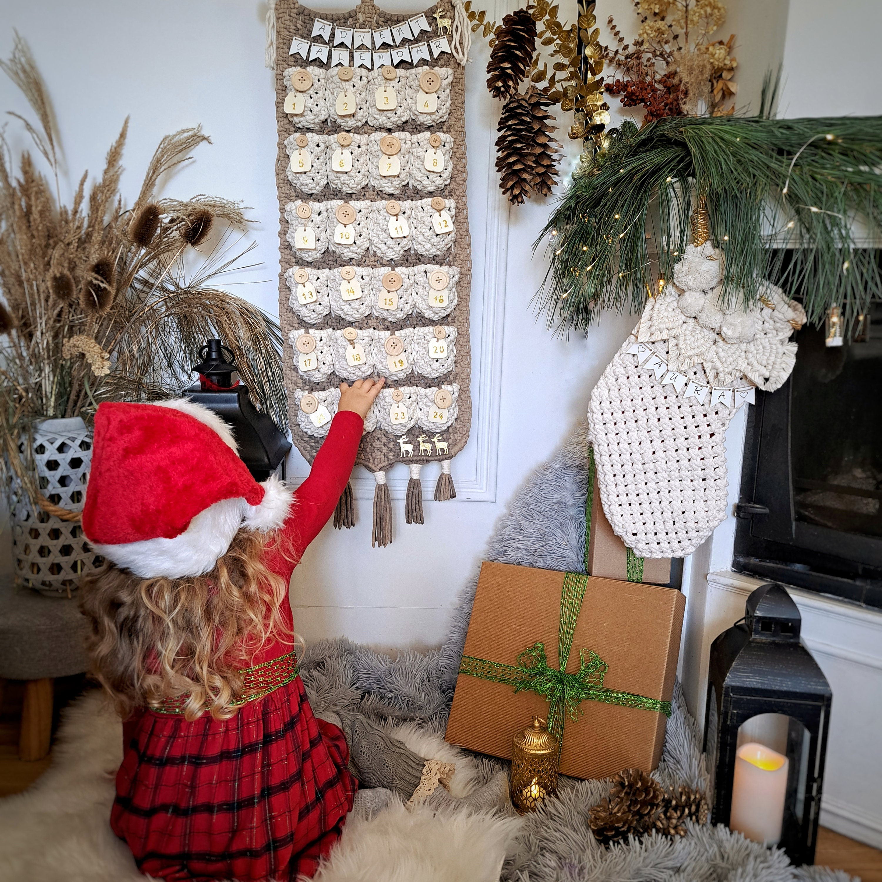 Big Advent Calendar Macrame Farmhouse Advent Calendar, Rustic Advent