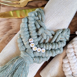 Personalized Macrame Napkin Rings: Custom Name Cotton Napkin Holders
