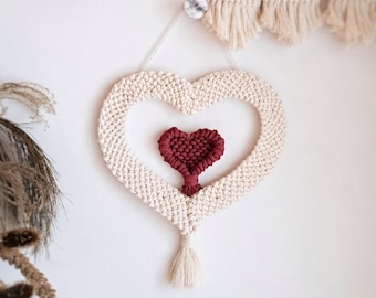 Macrame Heart Wall Hanging - Valentine's Day Gift for her, custom colours