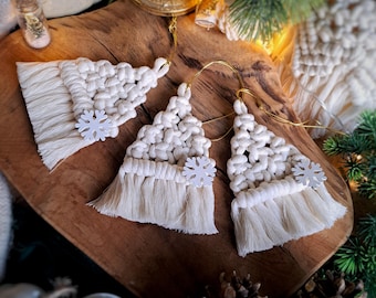 3x décorations d'arbre de Noël en macramé : décoration de ferme bohème,