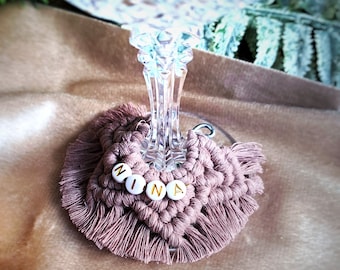 Personalized Macrame Wine Charms: Wedding Table Decor