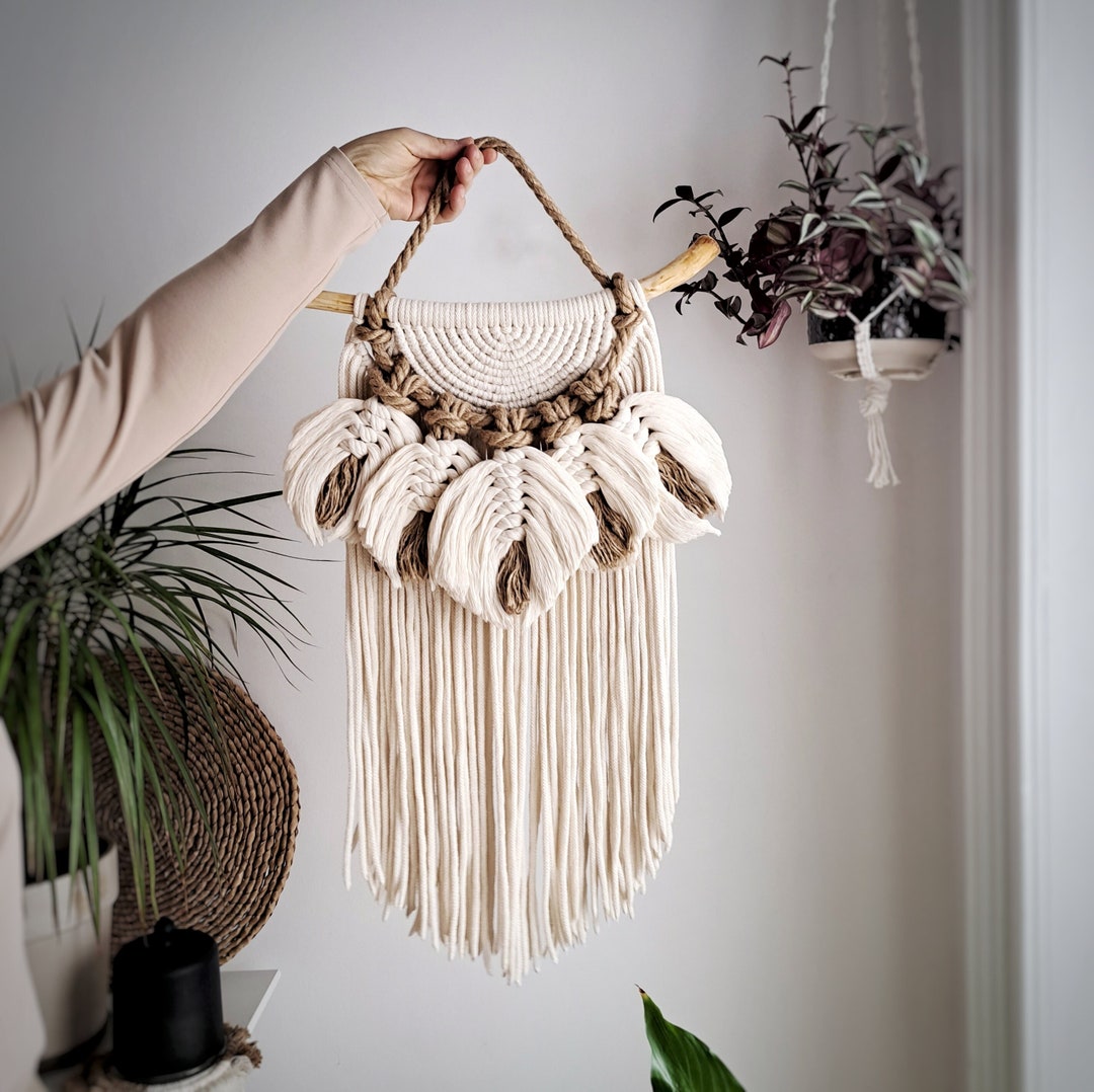 Macrame Wall Hanging With Leafs for Cozy Room Decor - Customize Colour ...