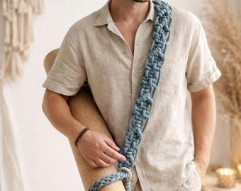 Organic Cotton Yoga Mat Strap: Handcrafted Crossbody Sling