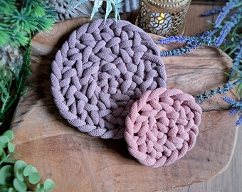Macrame Coasters - Earthy Tones and Thick Jumbo Cord, 2 sizes