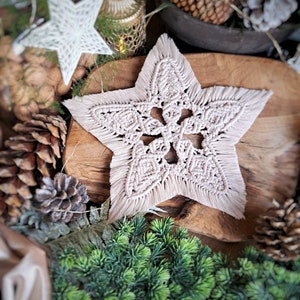 Christmas Star Ornament - macrame ornament for hanging in the window