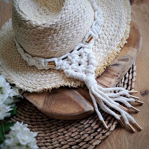 Macrame Hat Band: Boho Organic Cotton Hat Decoration