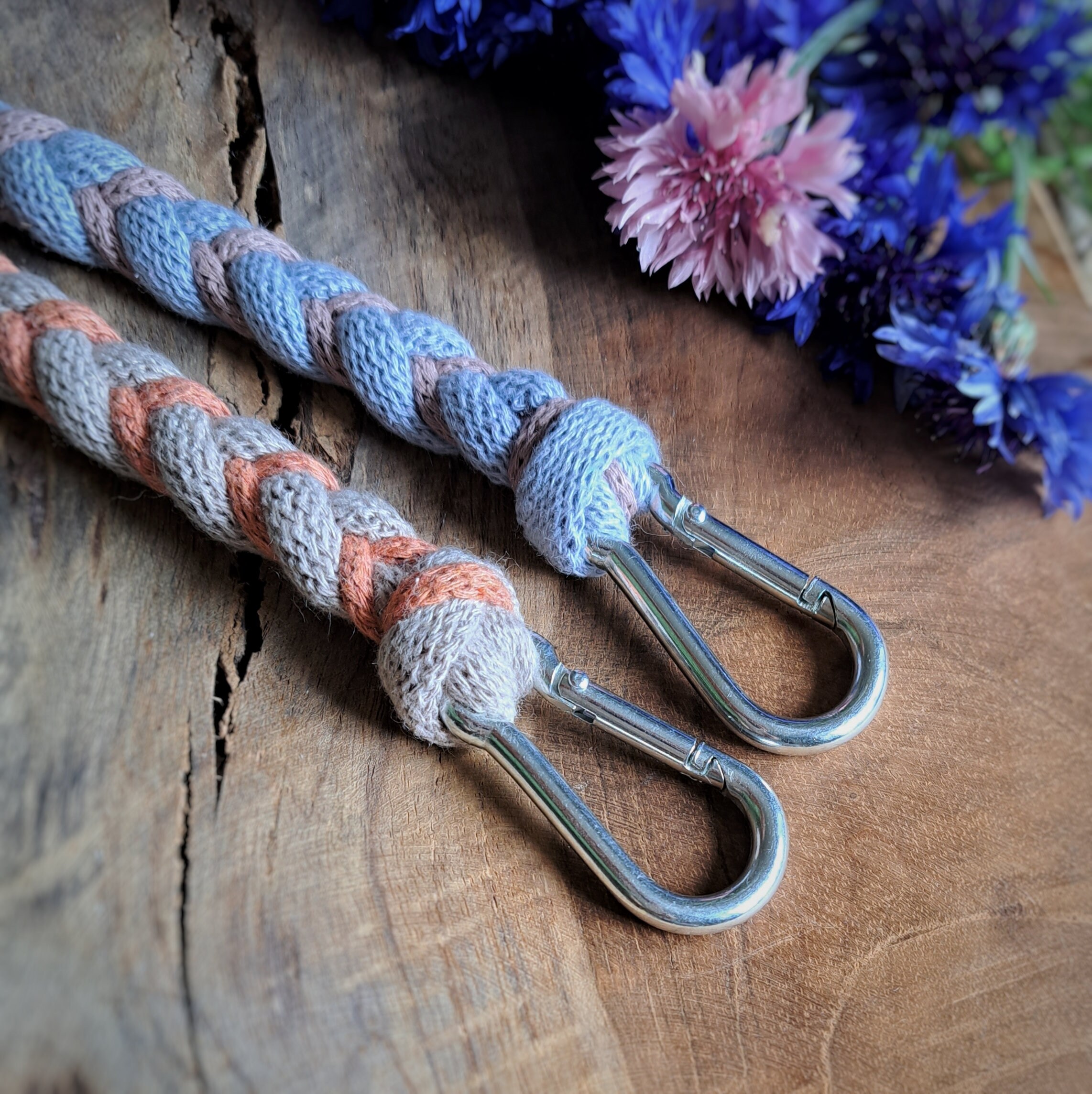 Solid Keychain - Handmade Macrame Carabiner Keychain | 12