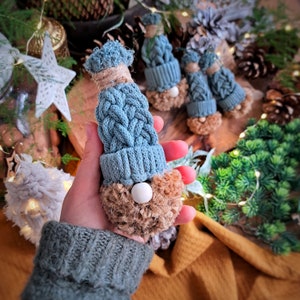 Christmas Gnomes - macrame ornaments featuring gnomes with jute beard