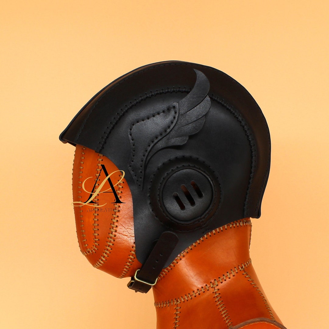 Black Leather Aviator Cap, Flight Cap, Aviator Helmet - Etsy