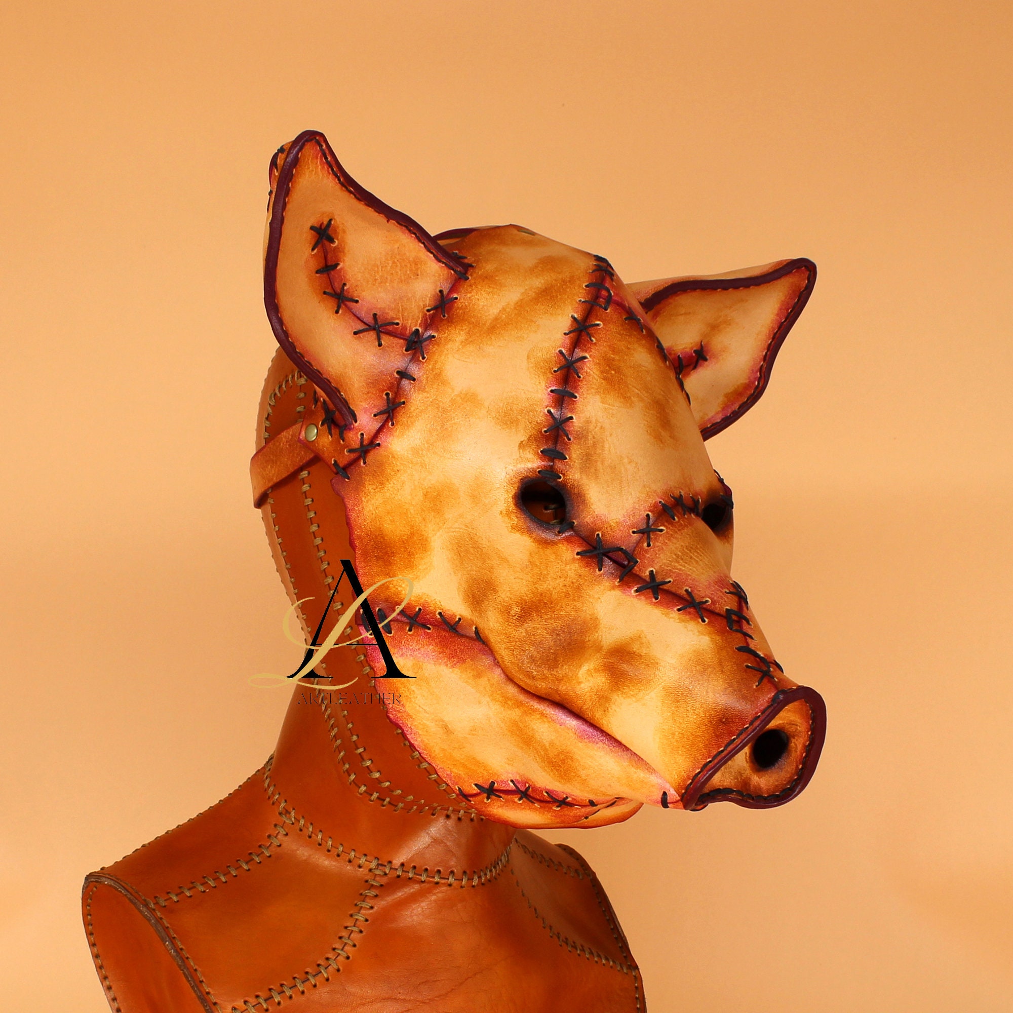 Luxylei Cochon Masque Complet Femmes En Cuir Tête D'animal Masque Halloween Party Cosplay Costumes Nouveauté Mascarade Boule Masque Gothique