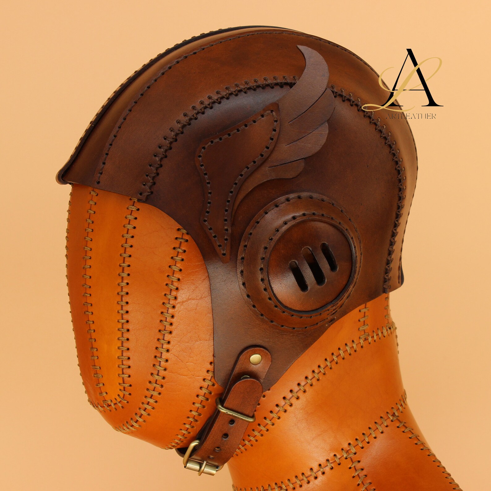 Real Leather Aviator Cap With Collar And Face Cover - Tactical Pilot Hat, Black