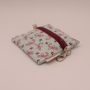 Mini pochette zippée - Porte-clés pour pièces de monnaie ou écouteurs - Canne de bonbon
