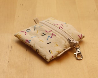 Mini Zipper Pouch Bag - Coin or Earbuds Keychain Zipper Pouch - Abstract Print