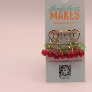Cherry Stitch Marker Set - Progress Keeper - Accessories and Gifts for Knitters and Crocheters - Knitting and Crochet Notions