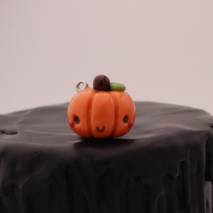 Kawaii Pumpkin Stitch Marker Polymer Clay Charm - Gifts for Knitters and Crocheters
