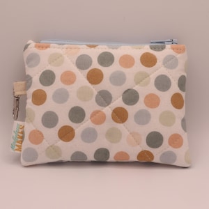 Monedero llavero hecho a mano - Mini monedero llavero de muñeca - Monedero/estuche acolchado con cremallera - Lunares