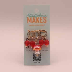 Mushroom Stitch Marker Set - Progress Keeper - Accessories and Gifts for Knitters and Crocheters - Knitting and Crochet Notions