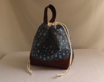 Drawstring Crochet Knitting Project Bag - Small/Medium/Large - Gifts for Knitters and Crocheters - Tulips