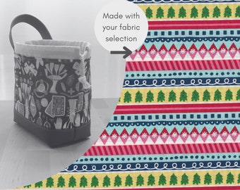 Made to Order - Drawstring Crochet Knitting Project Bag - Gifts for Knitters and Crocheters - Festive Stripe Print