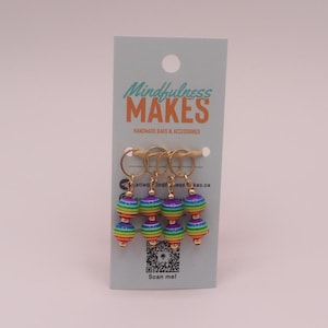 Rainbow Bead Stitch Marker Set - Progress Keeper - Accessories and Gifts for Knitters and Crocheters - Knitting and Crochet Notions