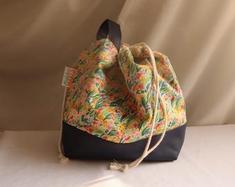 Drawstring Crochet Knitting Project Bag - Small/Medium/Large - Gifts for Knitters and Crocheters - Colourful Floral Print