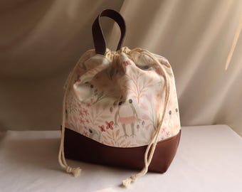 Drawstring Crochet Knitting Project Bag - Small/Medium/Large - Gifts for Knitters and Crocheters - Ballerina Frogs