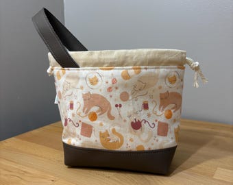 Drawstring Crochet Knitting Project Bag - Small/Medium/Large - Gifts for Knitters and Crocheters - Knitting Cats