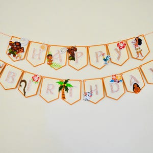 Moana Happy Birthday Banner Bunting Disney Party Decoration image 4
