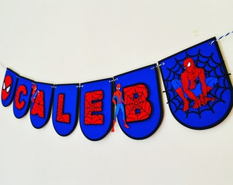 Spider man inspired birthday banner, avenger bunting, birthday bunting, birthday decoration, kids birthday banner