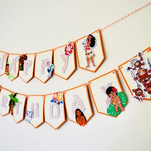 Moana Happy Birthday Banner Bunting Disney Party Decoration image 1