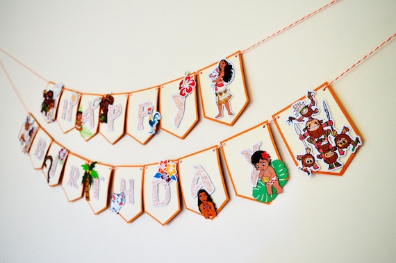 Moana Happy Birthday Banner Bunting Disney Party Decoration