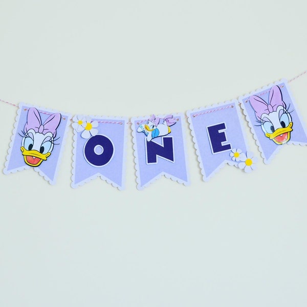 Daisy Duck inspired first birthday banner, Disney banner, Disney bunting,birthday bunting,birthday banner