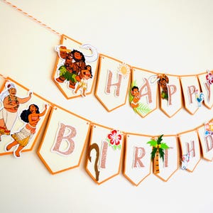 Moana Happy Birthday Banner Bunting Disney Party Decoration image 3