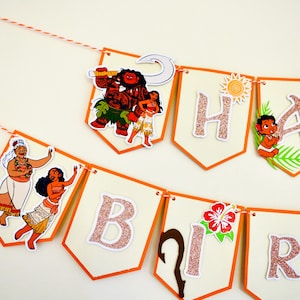 Moana Happy Birthday Banner Bunting Disney Party Decoration image 5