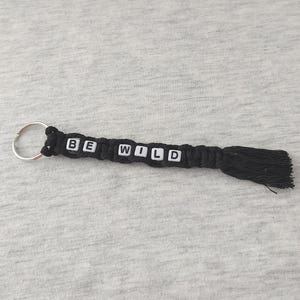 Keychain / Bag Charm - Be Wild Black Macrame Tassel - Handmade