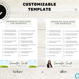 Real Estate Seller Checklist, Open House Checklist Flyer, Showings Checklist, Real Estate Marketing, Realtor Listing Template, Canva